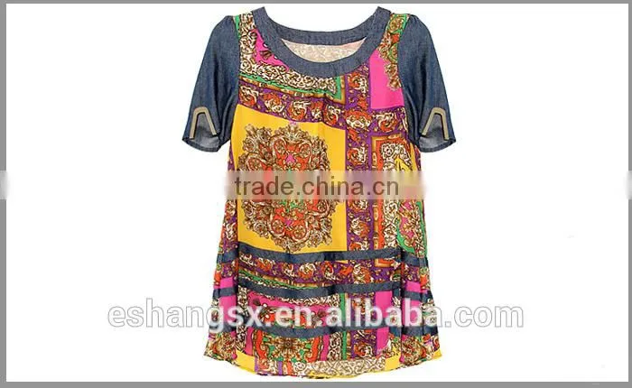 Ladies chiffon printed fat blouse
