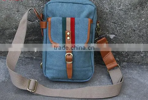 Leisure high-quality denim fancy back pouch multi-pockets waist bag with adjustable strap