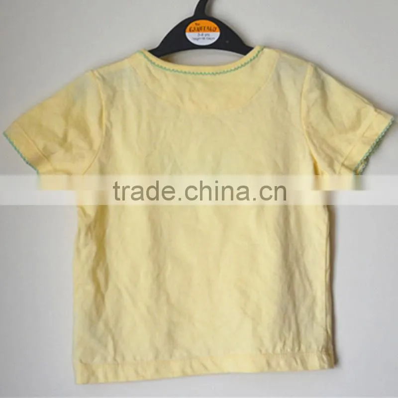 The little girl's dress clothing wholesale children's clothing fashion design/ Girls' yellow T-shirt