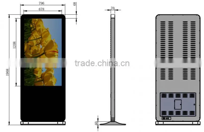 55 inch floor stand LCD display digital signage player