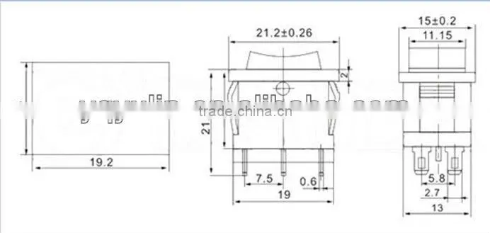 YU3-13 6 Pins balck on-off-on electrical dpst rocker switch