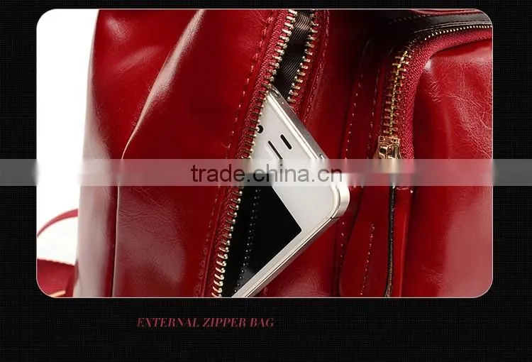 China Alibaba Shop Fashion Korean Style women red leather backpack for girls made in china