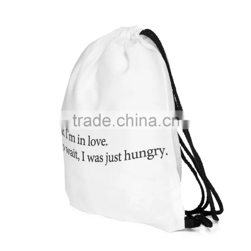 Brand New Custom 3D Print Cheap Cloth Drawstring Sports Bag