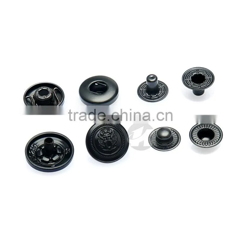 Black Engraved Snap Button Custom Logo