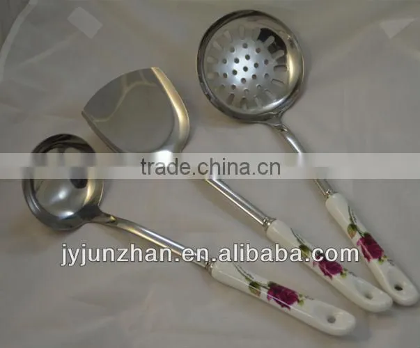 Stainless steel kitchen turner with ceramic handle made by Junzhan Factory directly and sell directly