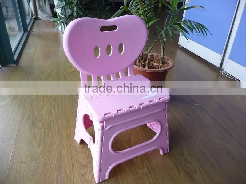 2016 New design plastic kids portable folding step stool with backrest