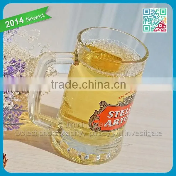 Wholesale Promotional Crystal Glass Mug Tumbler with Decal Printing Glass handle Mug Stein Decorative Beer Mug Cup Glass