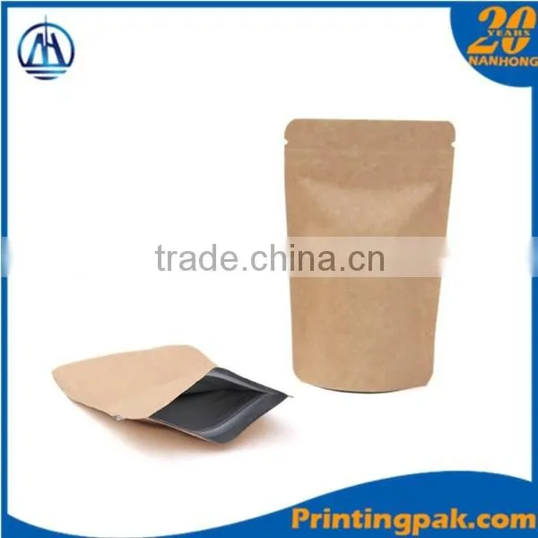 PE Laminated food grade side gusset brown paper kraft paper bag with window
