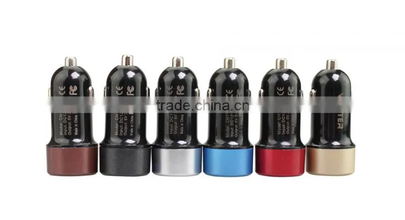 5V 2.4A Colorful flat Portable Single reversible USB Port Mobile Phone Auto Car Charger