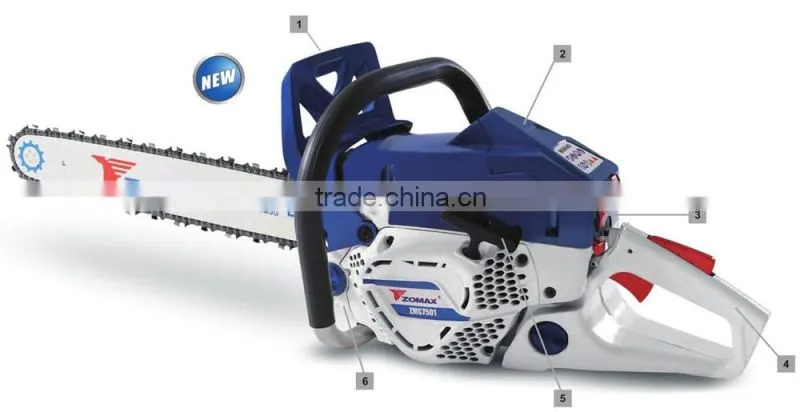 chain saw crankshaft 3.2kw ZMC7501 firewood saw with oregan chain and bar