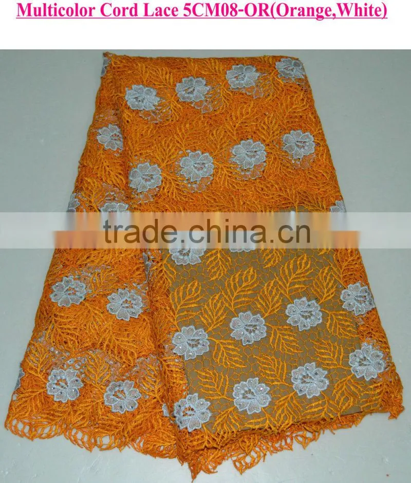 2015 new fashion lady dress nigeria heavy cord lace spangles lace for party dress
