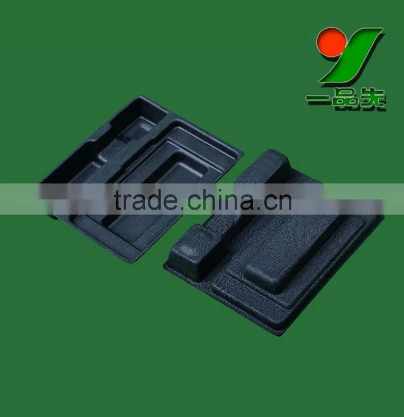 Black Color Fiber Molded Biodegradable Protective Packaging Inserts Trays plastic blister packaging
