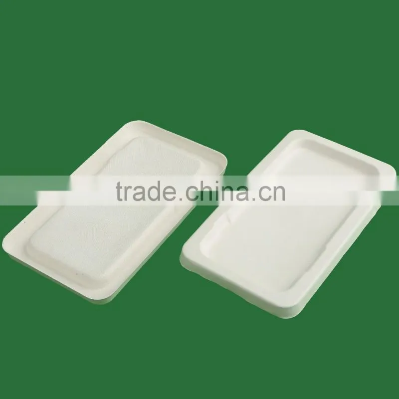 Earth-friendly compostable moulded pulp packaging tray,Wet pressing sugarcane pulp Molded packaging