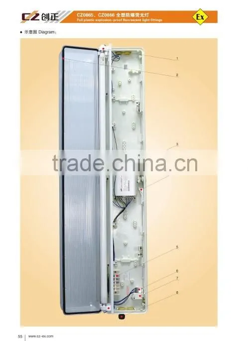 Hottest Full plastic Explosion-proof T5 fluorescent tube light fittings