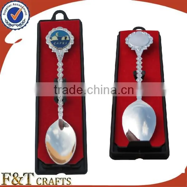 Custom plating nickle bank souvenir spoon for wholesales