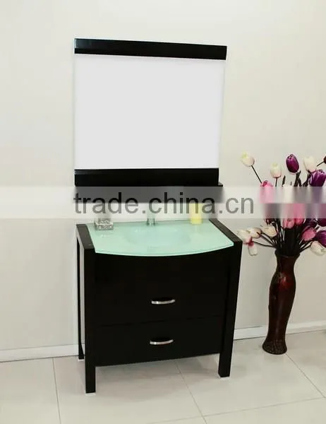 Black Bathroom Cabinet Green Glass Wash Basin Bathroom Furniture No.1004C