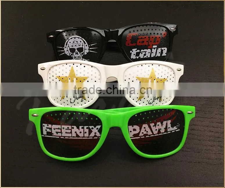 Hot Sell Lens Printing Sunglasses With Custom Logo Lens Pinhole Sticker funny party glasses