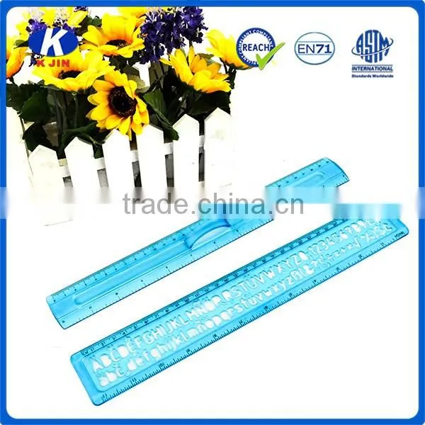 Factory supplies kids cute plastic stencil ruler with blue color