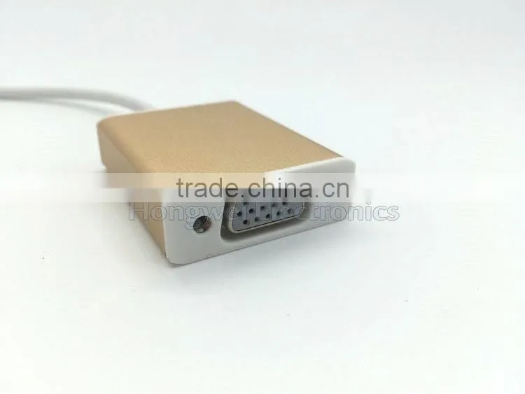 80 centigrade VW-1 130mm long UL cable USB Type C to VGA adapter with metal casing