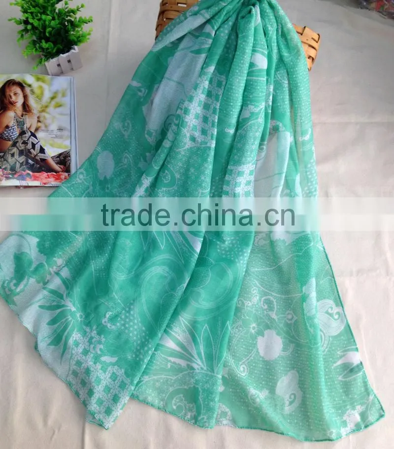 Custom design top quality digital printing fashion silk scarf