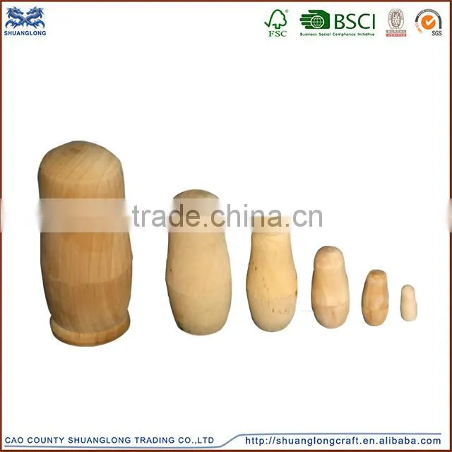 China supplier 6 pcs set handmade wooden russian nesting dolls