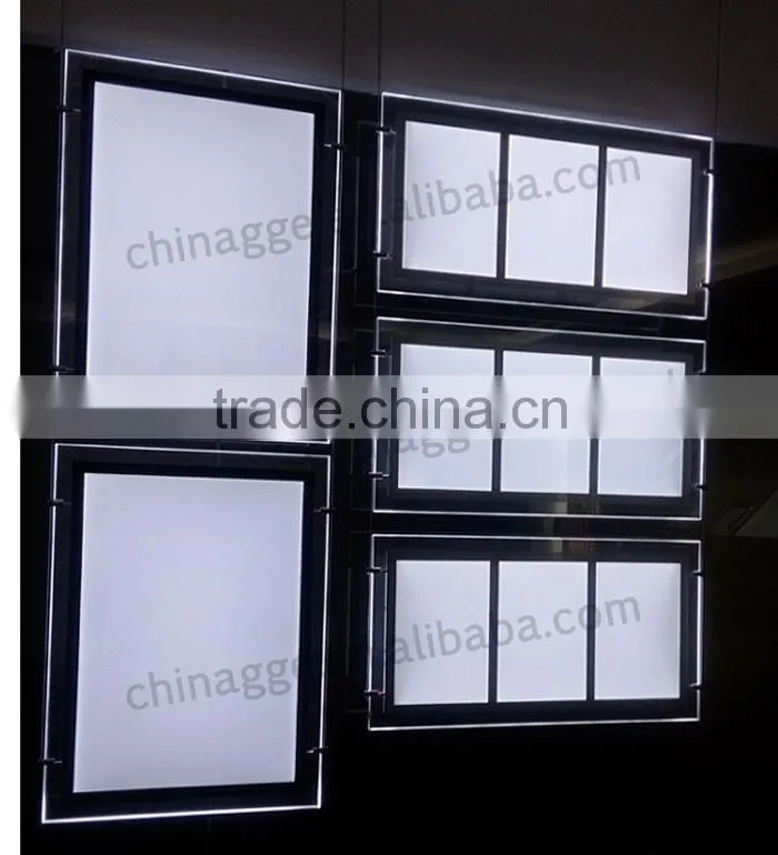 Hanging Battery Powered LED Pictures Frame Light Acrylic Magnetic Real Estate Agent Triple LED LIght Box