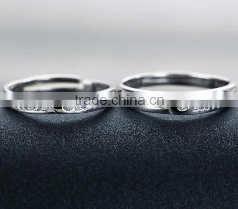 2015 fashion love letter engraved silver couple wedding rings