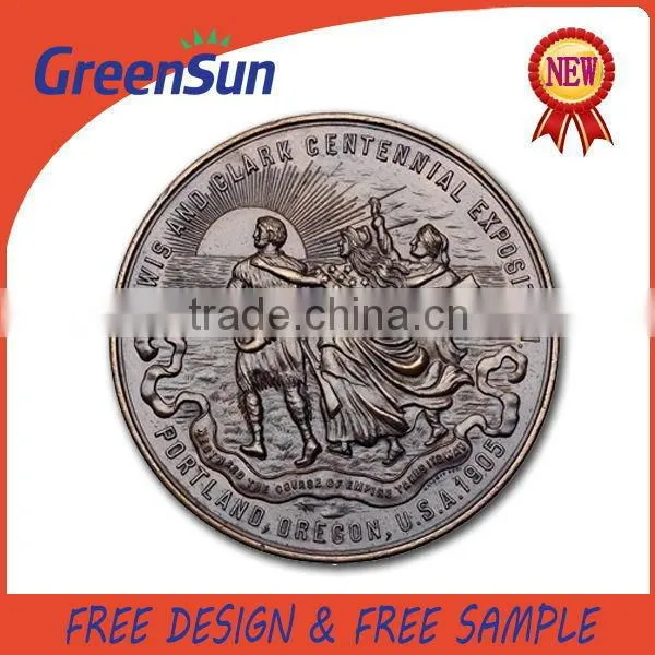 Modern grand design antique gold challenge coin