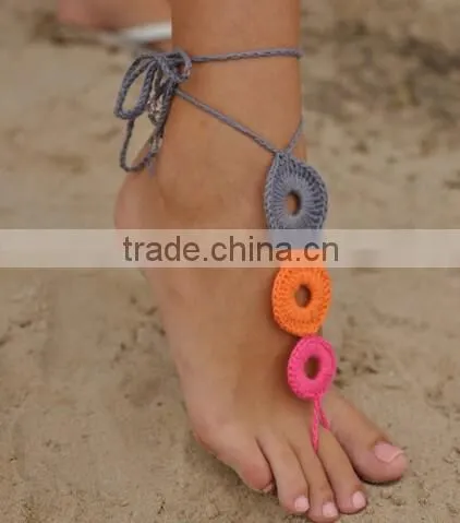 New Arrival Beach Wedding Barefoot Sandals Crochet Cotton Foot Jewelry
