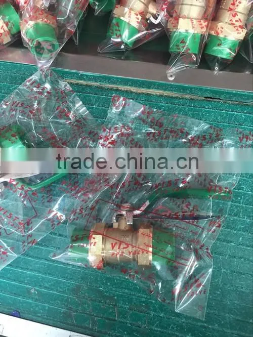 middle-weight full flow double PPR connection flat lever ball valve, brass plating