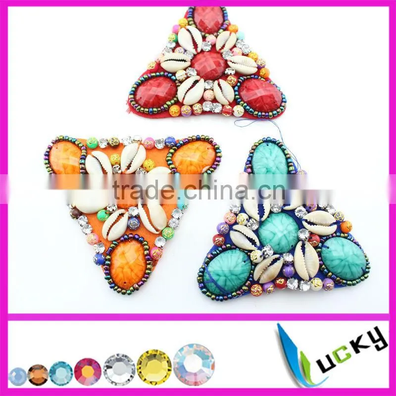 2014 New Design 100% handmade lace rhinestone applique with wooden beads crystal strass for clothes wedding shoe decoration