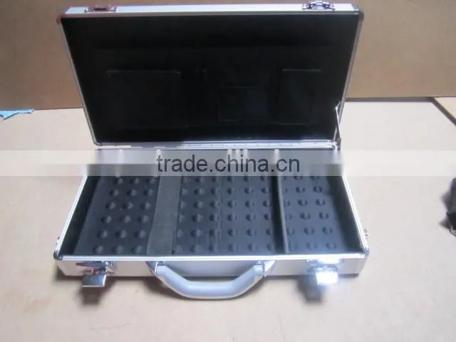 Silver aluminum computer with foam inserts box small round thin aluminum computer case with handle
