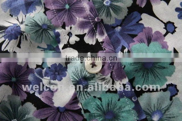 Latest 100% cotton floral short sleeve Italy style popular men's printed satin shirts