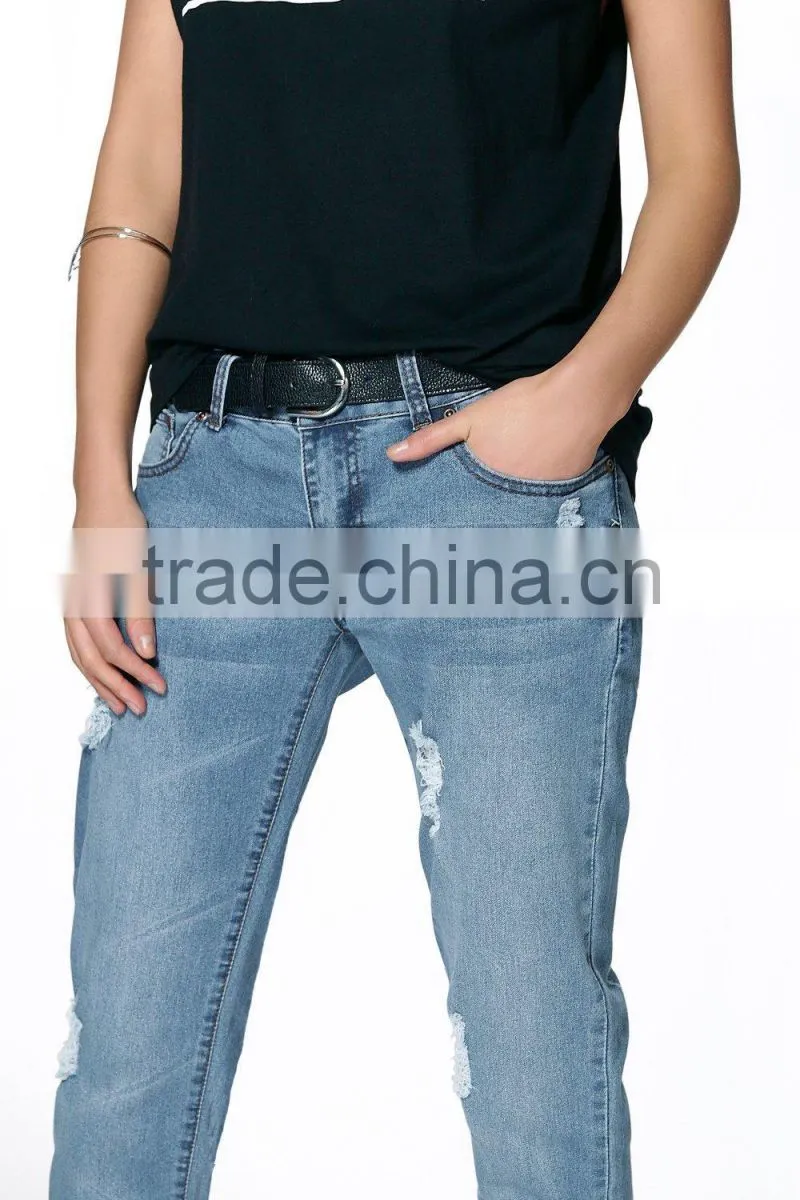 ladies jeans top design turn up jeans (JXA025)