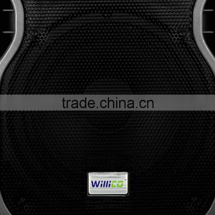 15ch hight power plastic portable trolley speaker with USB SD remote