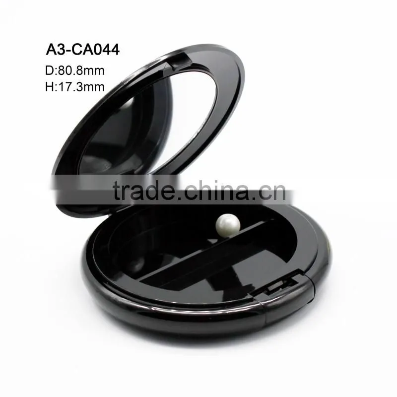 Round compact powder container with mirror
