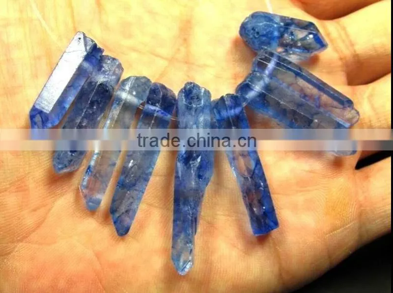 CHARMING BLUE AURA QUARTZ CRYSTAL POINT FOR NECKLACE Wolesale