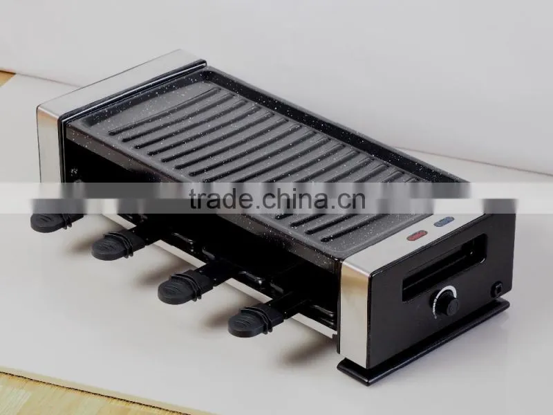 Stainless steel raclette grill for indoor use 8 person