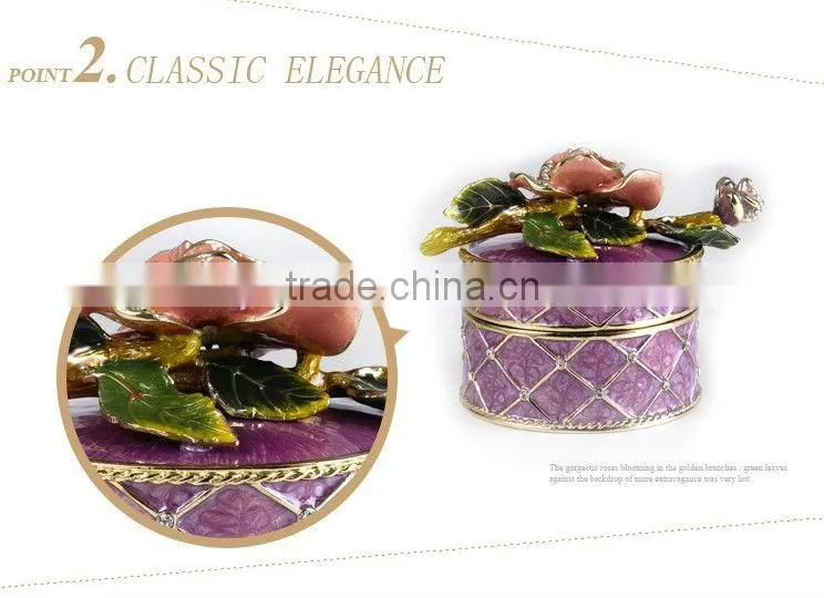RORO Beautiful Life rose enamel metal craft jewellery box