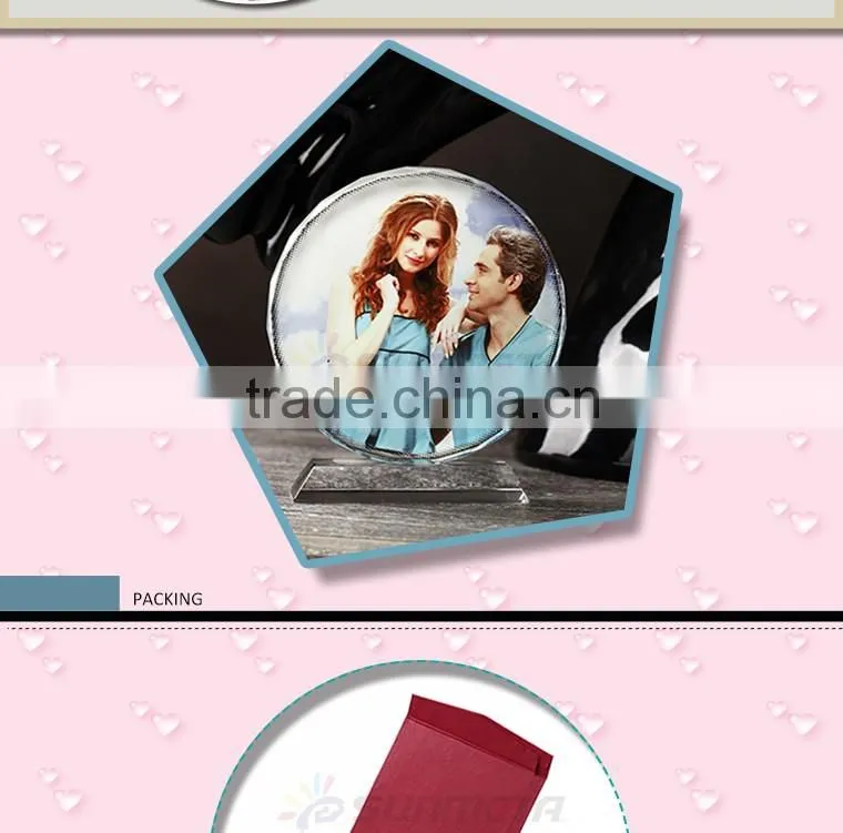 Wholesale dia 150mm round sunflower blank 3D sublimation crystal images