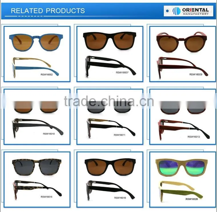 Hot sales Round design Sunglasses with PC lens 2016 Bamboo glasses