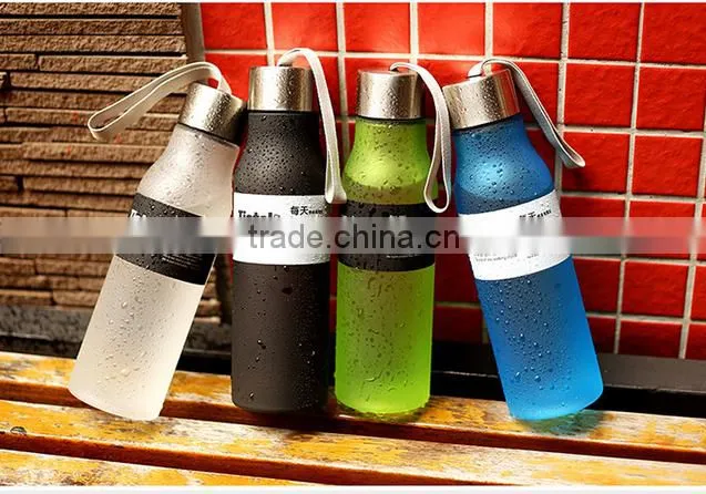 BPA Free Clear Infuser Plastic water sports bottles with metal lid