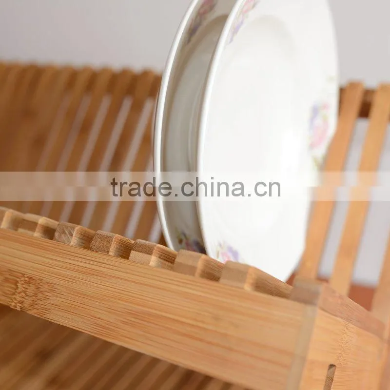 Collapsible Bamboo Drying Rack for dishes and Plates
