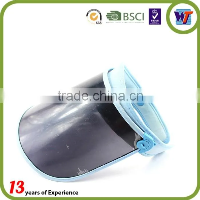 Black cheap UV protection PVC Plastic caps Long Brim Sun Visor hats