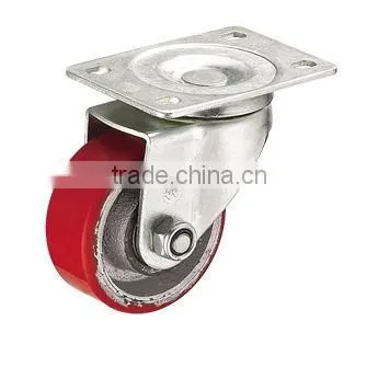 Medium Duty Iron PU Caster Wheel With Fixed