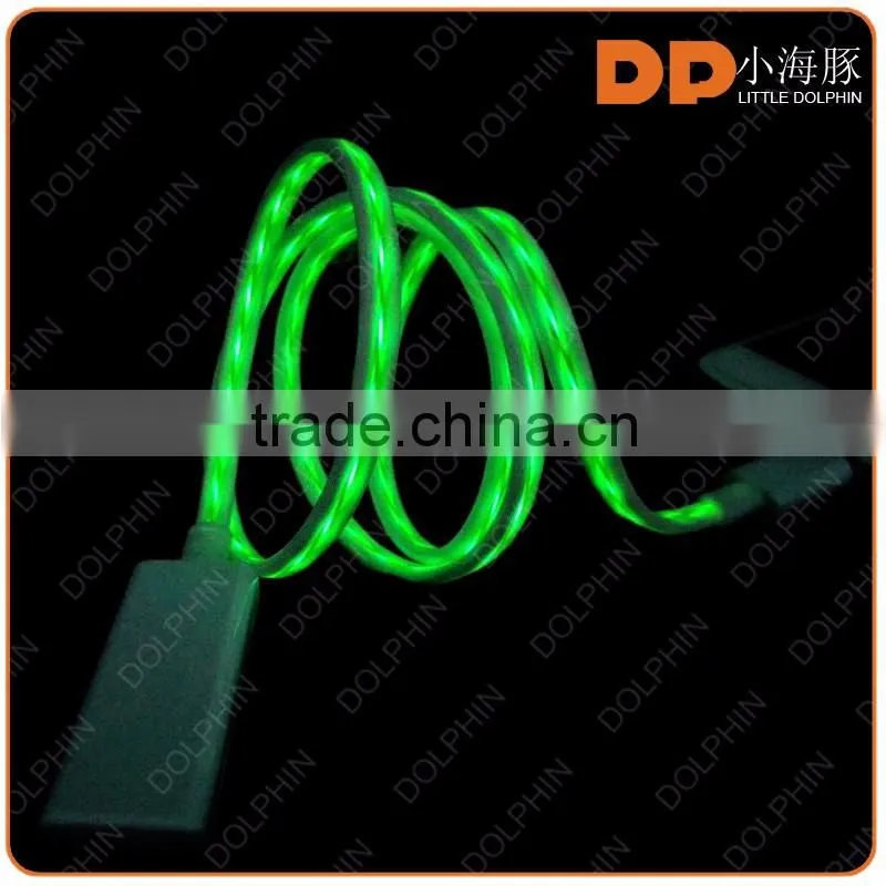 new gadgets 2016 visible flowing LED light flat cable 8 pin sync data LED USB cable