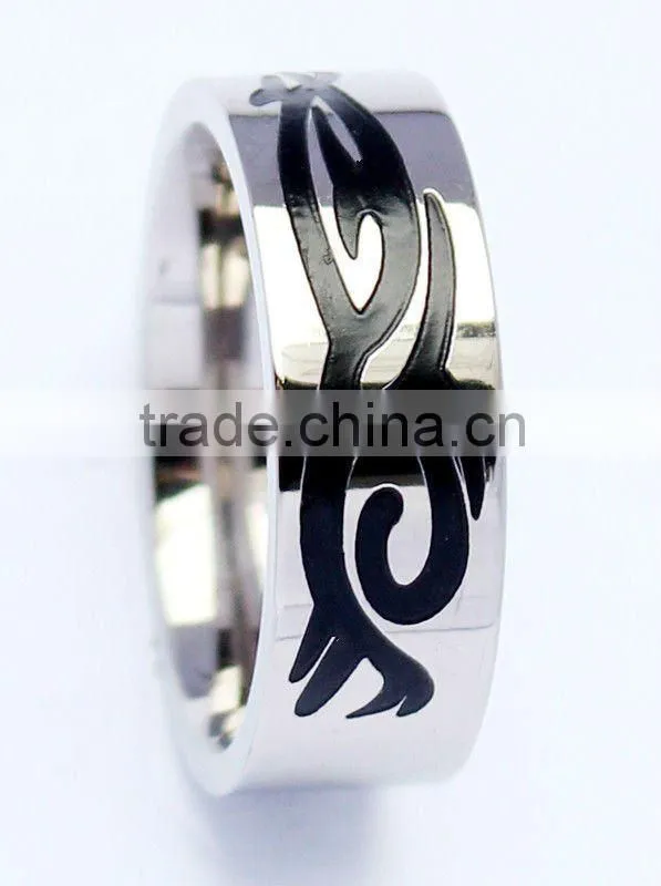 Fashionable titanium laser engraved ring