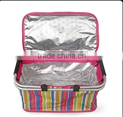 32L Large Family Size Picnic Insulated Bag BBQ Meat Drinks Cooler Bag Folding Collapsible Basket for Holidays Parties (YX-Z131)