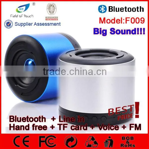 Model F009 Super bass Metal Mini Speaker Bluetooth with Strong Vibration TF Card FM Radio