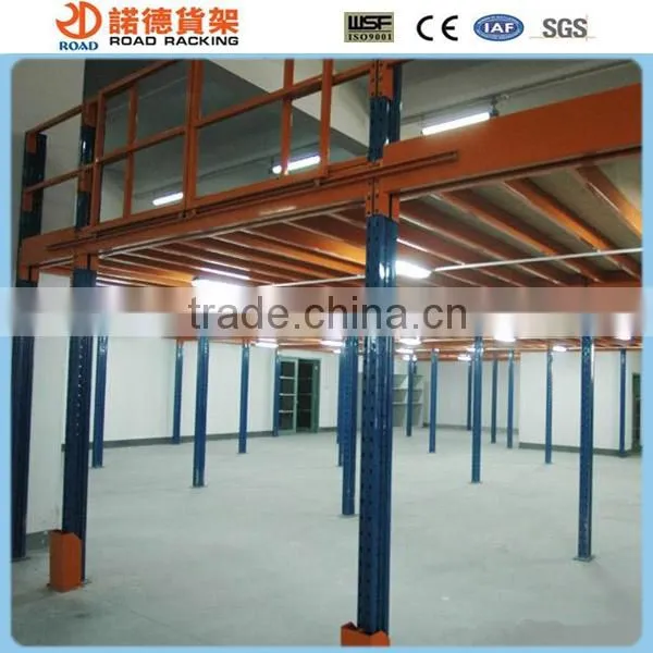 Multi-lever mezzanine platform storage rack